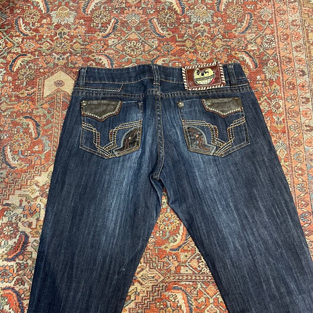 John Galliano Low Rise Skinny Jeans Embellished Embroidered Dark Wash Sz 29x32
